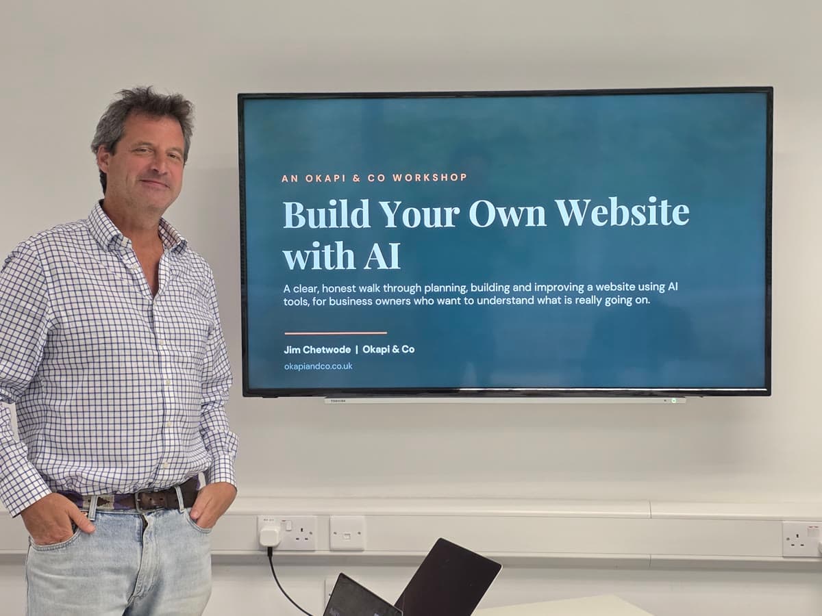 Jim Chetwode leading an AI SEO training session
